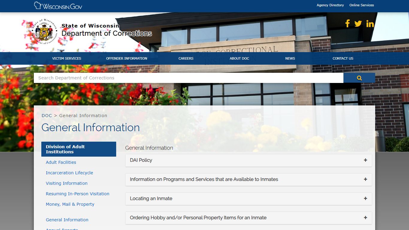 DOC General Information - Wisconsin Department of Corrections
