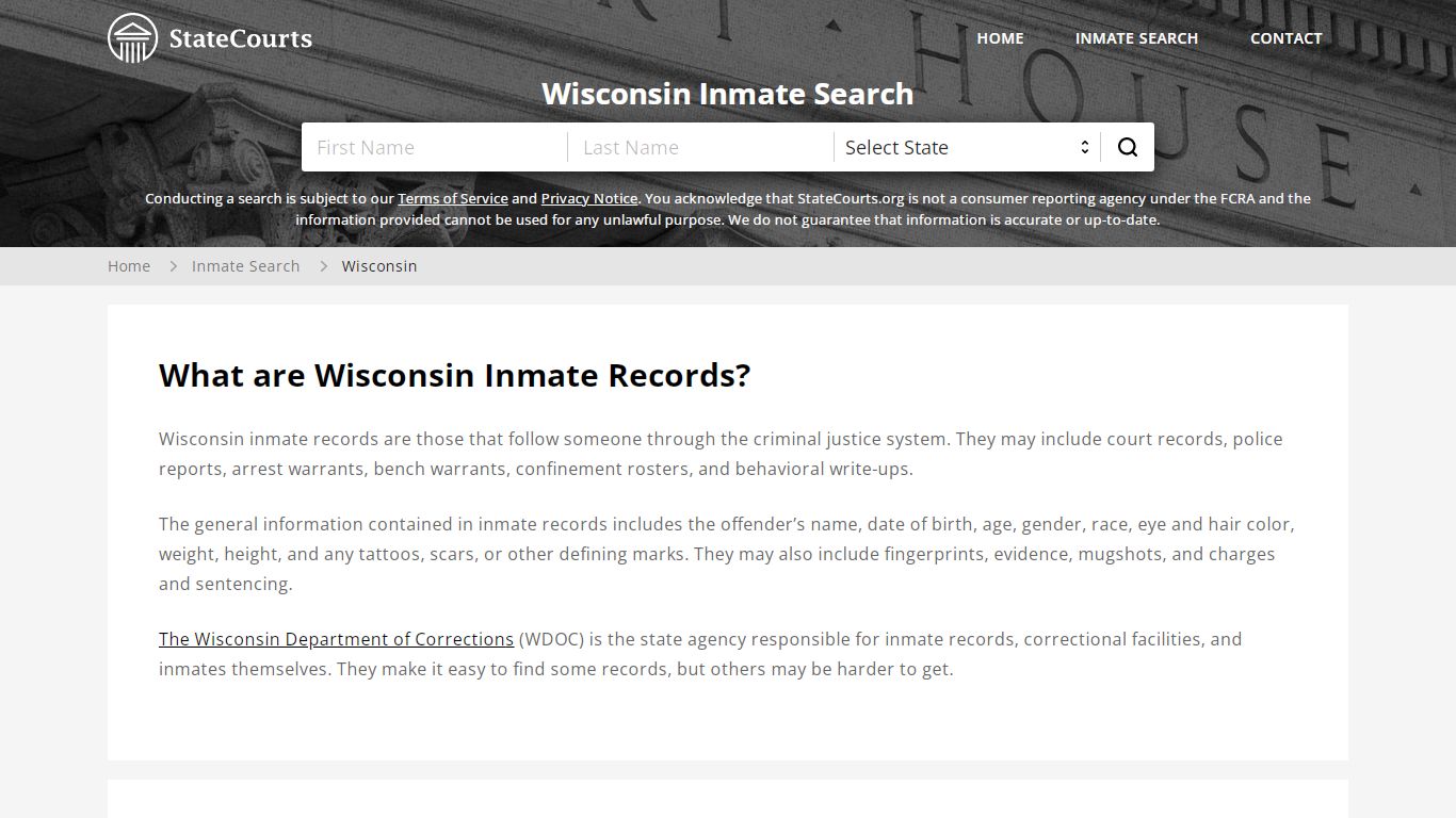 Wisconsin Inmate Search, Prison and Jail Information ...